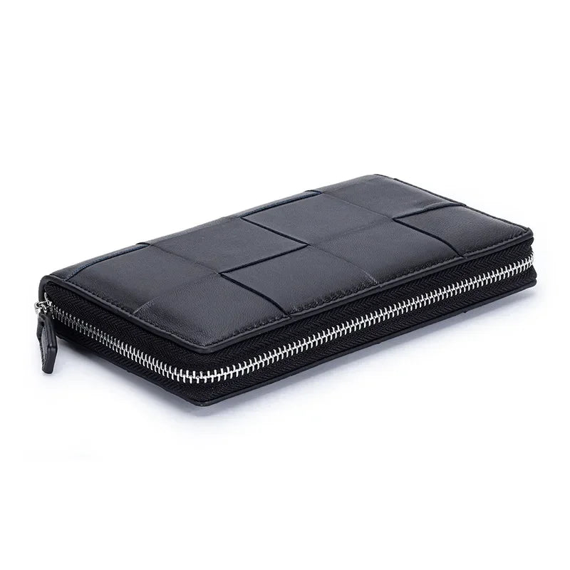Portefeuille Femme Long Cuir Véritable Luxe - Clutch Design Marque Cadeau Cash Purse Élégant Marron
