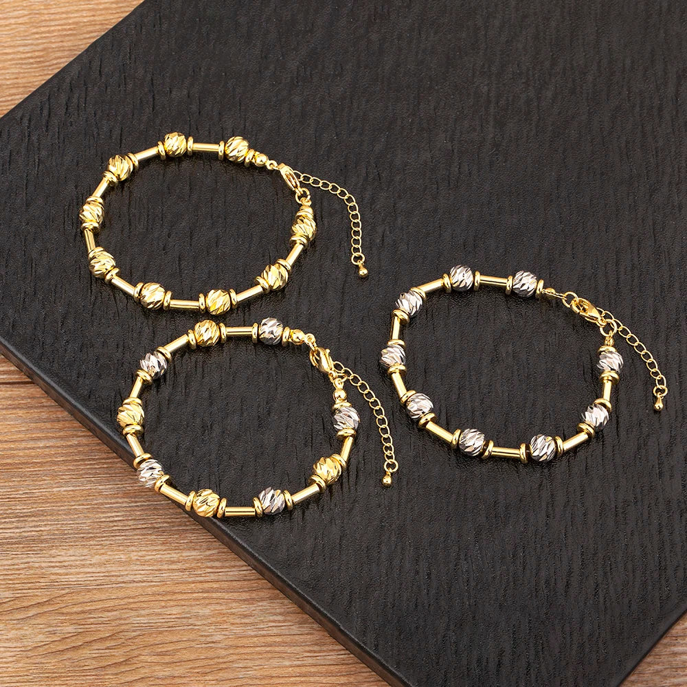 Bracelet Perles CZ Fait Main Ajustable – Chaîne Cuivre Polyvalent Femme