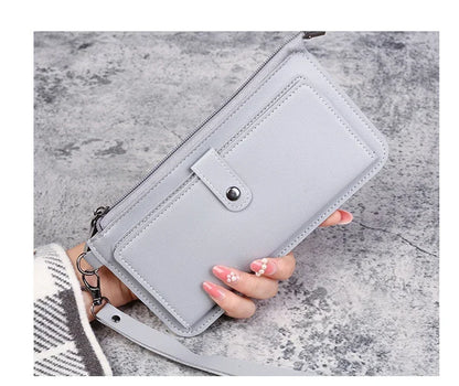 Portefeuille Femme Long Zippé Cuir PU - Pochette Élégante Simple Noir Blanc Gris Rouge