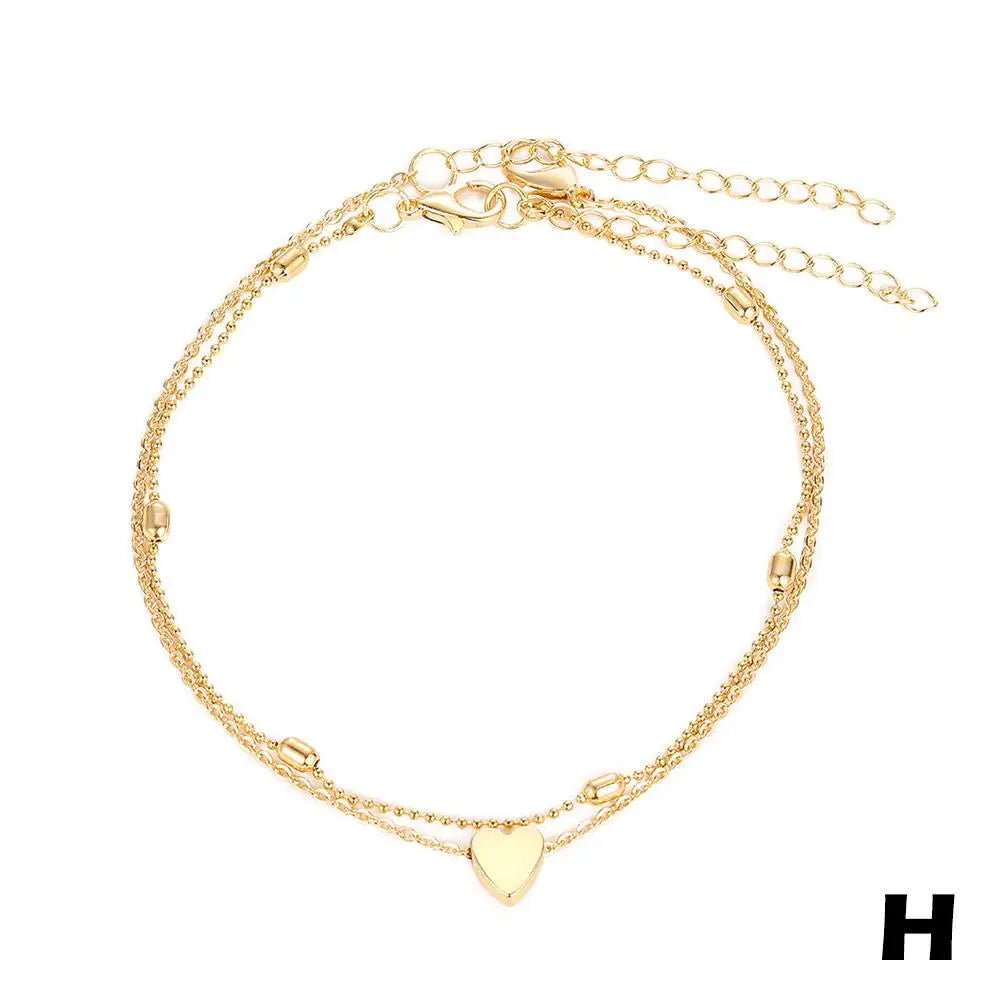 Chaîne de Cheville Bohème Perles Étoiles Pompons – Bracelet Pied Vintage Femme