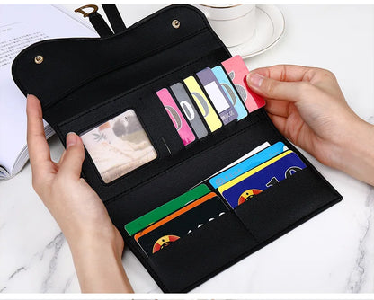 Portefeuille Femme Long Rétro Grande Capacité - Boucle D Multi-Cartes Trifold Sac Main Multifonction
