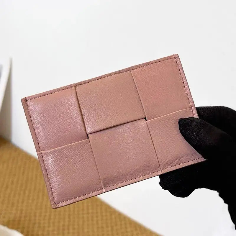 Portefeuille Femme Bifold Cuir Véritable Tissé - Petit Porte-Monnaie Zip Design