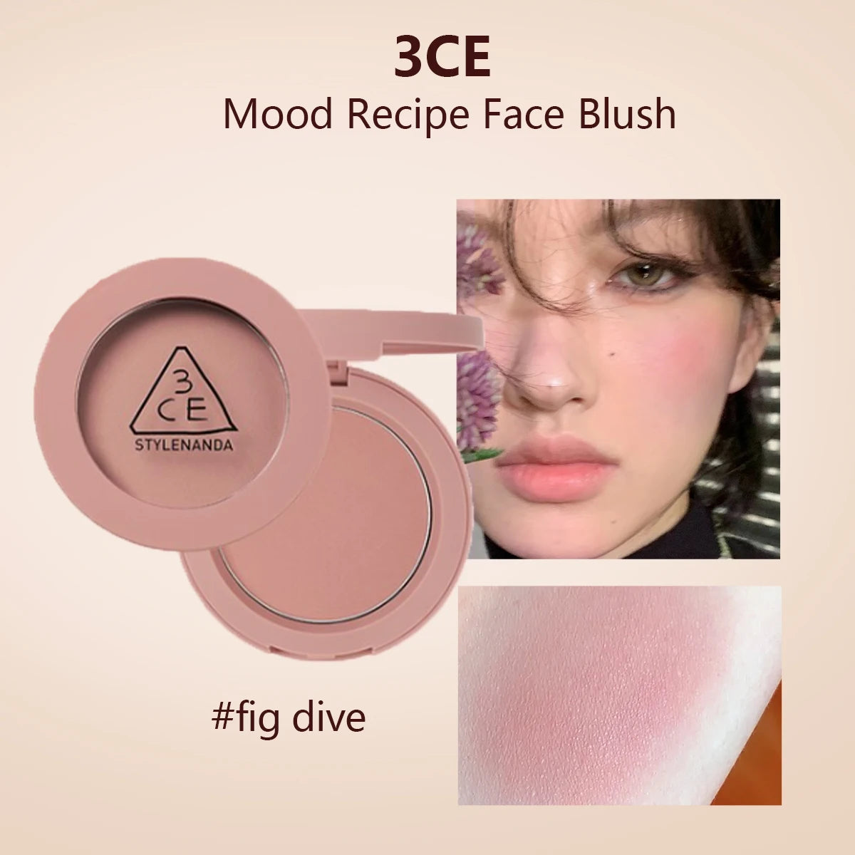 Blush 3CE Mood Recipe Delectable - Poudre Soyeuse Modulable Pigmentation Naturelle Longue Tenue K-Beauty