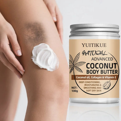 Crème Corps Naturelle Noix de Coco 100g - Huile Coco Collagène Hydratation Profonde Absorption Rapide Peau Sèche