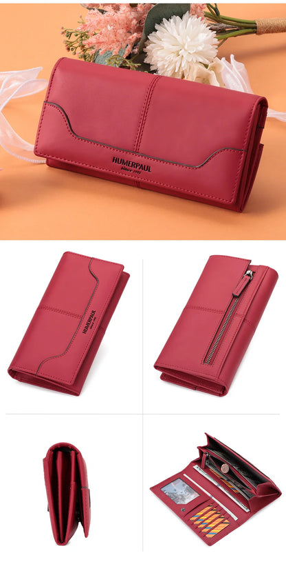 Portefeuille Femme Cuir Véritable Long RFID - Carteras Luxe avec Porte-Monnaie