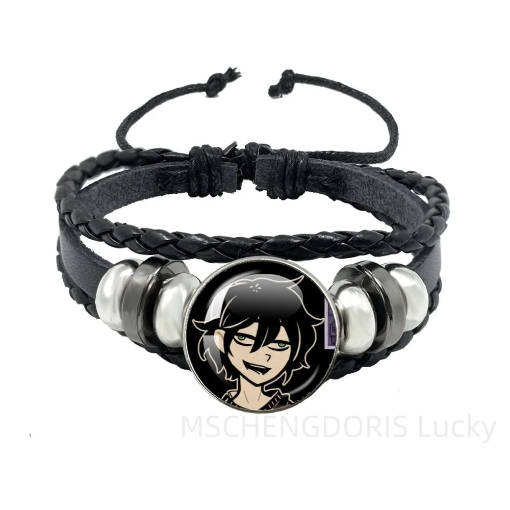 Bracelet Gaming Coffin Andy Leyley – Cuir Multicouche Tressé Noir Unisexe