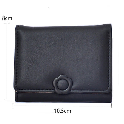 Portefeuille Femme Tri-Fold Cuir PU Bouton Fantaisie - Porte-Cartes Court Porte-Monnaie