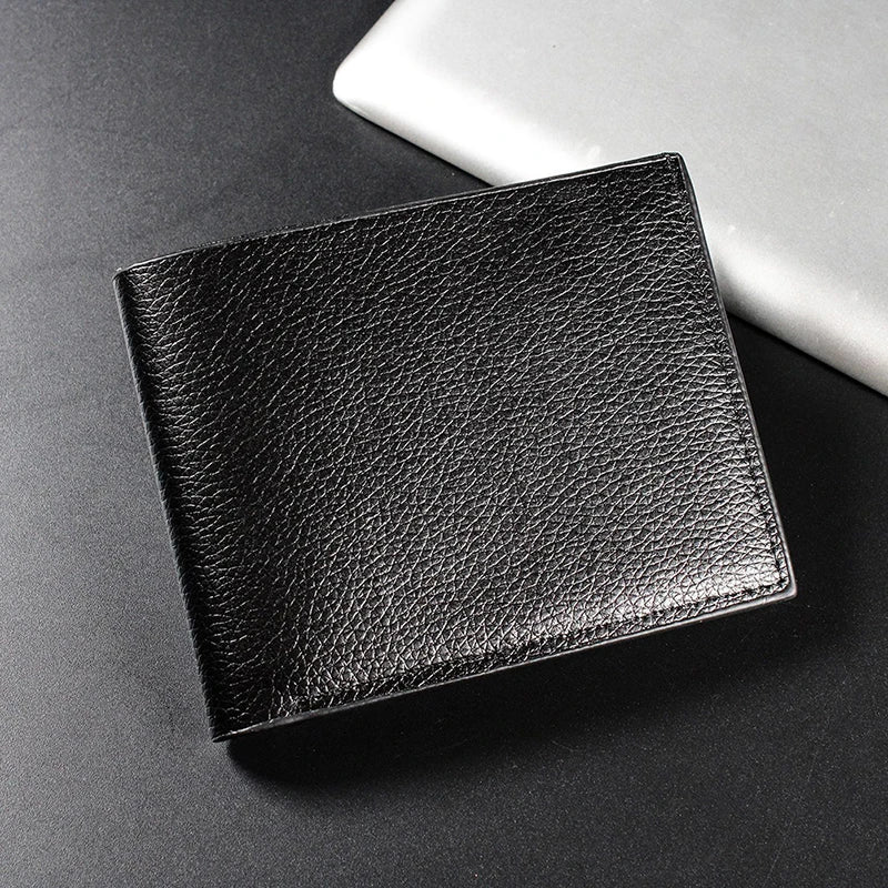 Portefeuille Homme Cuir Artificiel Court - Porte-Cartes Slim Noir Premium