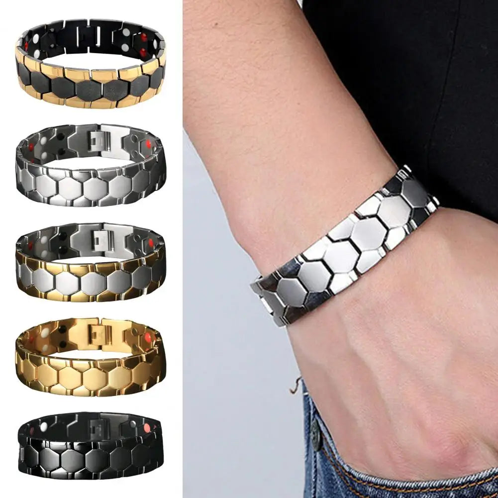 Bracelet Magnétique Thérapeutique Hexagone – Jonc Homme Élégant