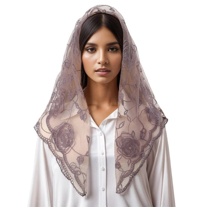 Foulard Mantille Dentelle Élégant Femme - Voile Église Catholique Mariée Photo Beige