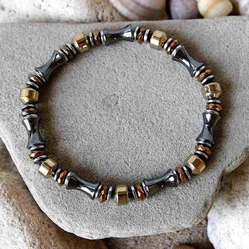 Bracelet Hématite Zigzag Magnétique – Énergie & Équilibre Unisexe