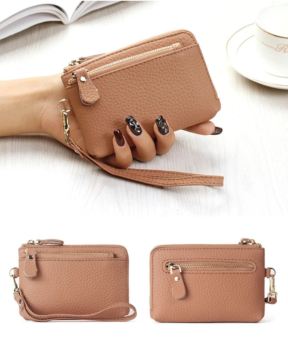 Portefeuille Long Femme Cuir PU Grande Capacité - Porte-Cartes Dragonne Multi-Compartiments