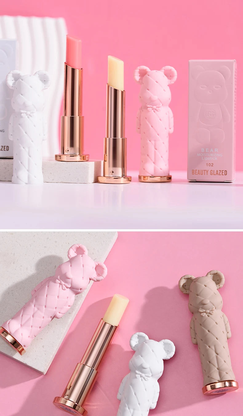 Rouge à Lèvres Hydratant Beauty Glazed Bear - Baume Coloré Nourrissant Effet Aqueux Longue Tenue