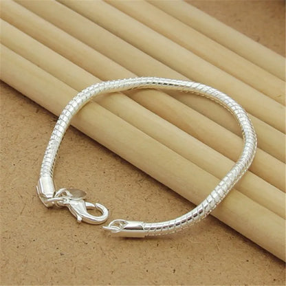 Bracelet Argent Sterling 925 Chaîne Carrée Solide - Bijou Femme Homme Unisexe Cadeau Mariage Soirée