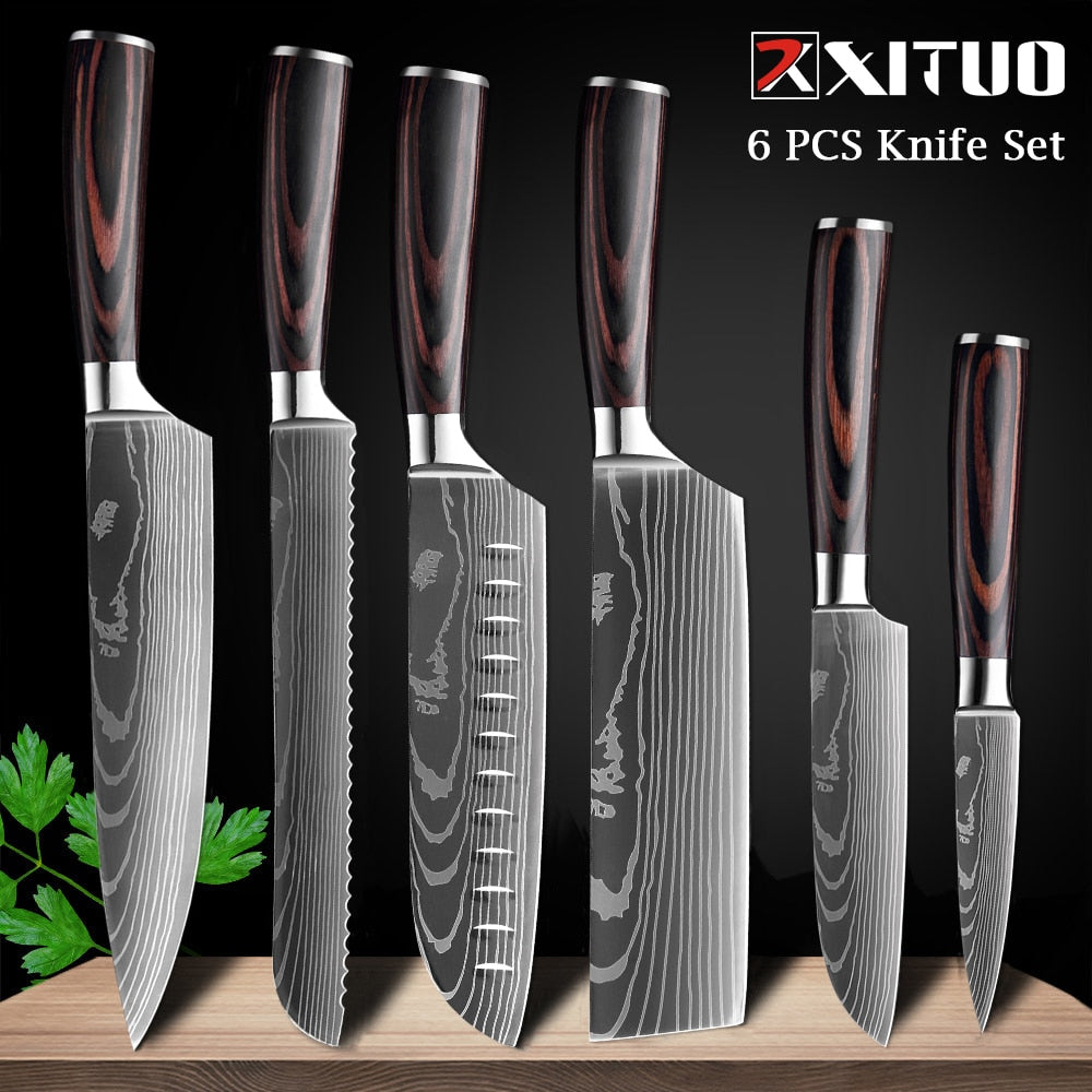 Couteaux de Chef Professionnels 1-10 Pièces - Set Cuisine Acier Inoxydable
