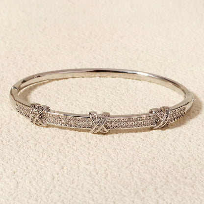 Bracelet Cuivre & Zirconia Femme – Élégance Minimaliste Style Européen