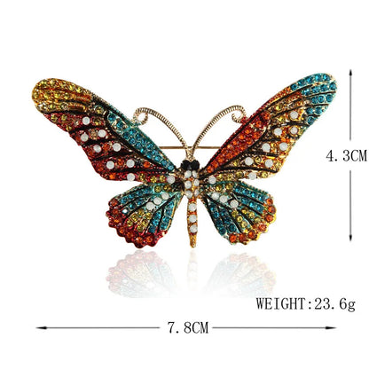 Broche Papillon Multicolore Cristaux Tendance – Pin's Insecte Strass 4 Couleurs Femme