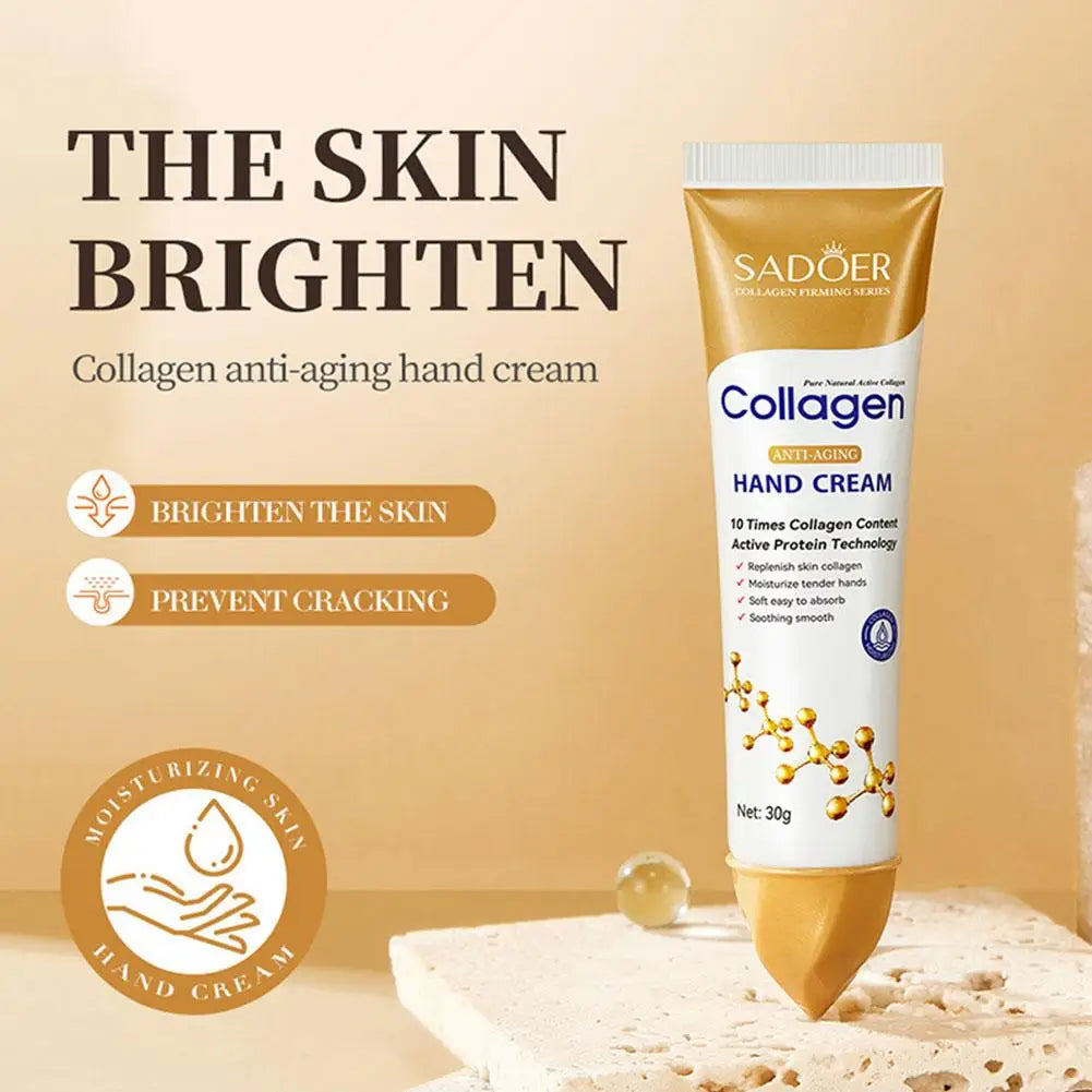 Crème Mains Collagène SADOER 5pcs - Hydratante Éclaircissante Rafraîchissante Nourrissante Soin Beauté