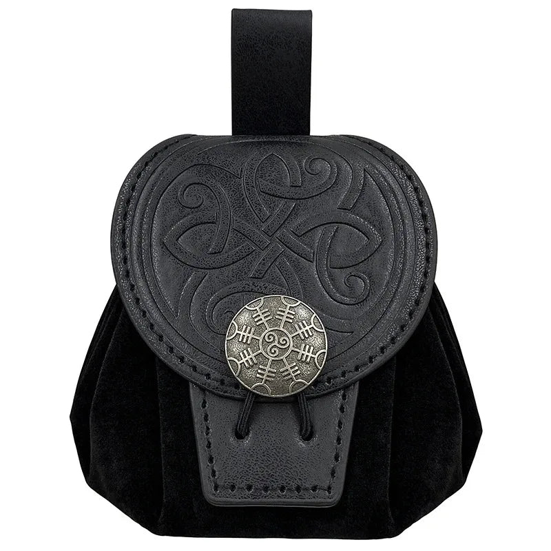 Sacoche Banane Steampunk Homme Cuir PU - Sac Ceinture Médiéval Punk Porte-Monnaie Cosplay Vintage