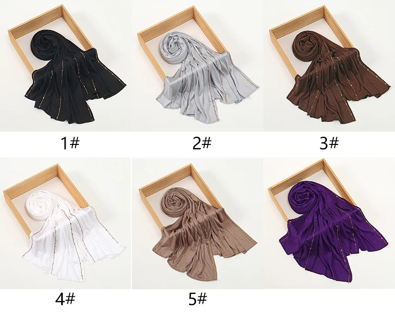 Hijab Jersey Coton Premium - Voile Bordure Scintillante Femme