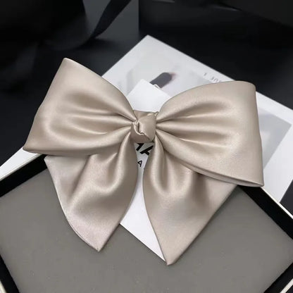 Pinces Cheveux Minimalistes Soie Nœud Noir - Barrettes Femme Fille Accessoires Coiffure Élégants
