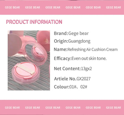 Fond de Teint Crème Gege Bear Ultra 02 - Couvrance Totale Hydratant Longue Tenue Fini Naturel Maquillage