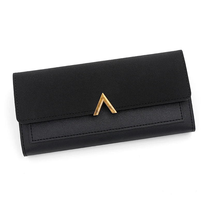 Portefeuille Femme Long Cuir PU Trifold Rose - Porte-Carte Multi-Emplacements Clutch Bag Fashion Simple