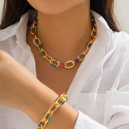 Ensemble Bohème Choker Bracelet Croix – Collier Ras-du-Cou Coloré 2 Pièces