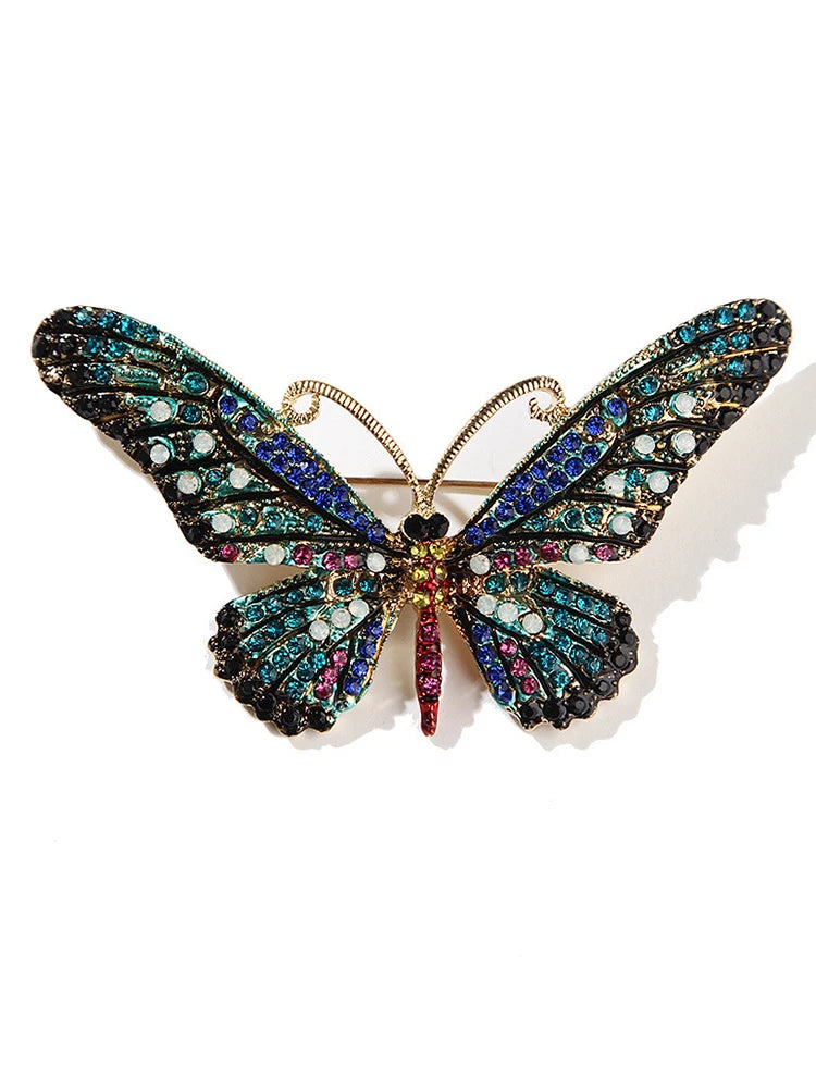 Broche Papillon Multicolore Cristaux Tendance – Pin's Insecte Strass 4 Couleurs Femme