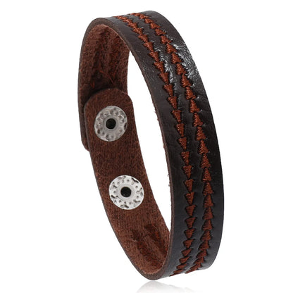 Bracelet en Cuir Tissé Enroulé pour Homme - Style Hip-Hop Rock avec Accents Acier