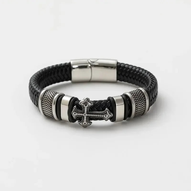 Bracelet Cuir Classique Homme – Boucle Magnétique Métal Casual Chic