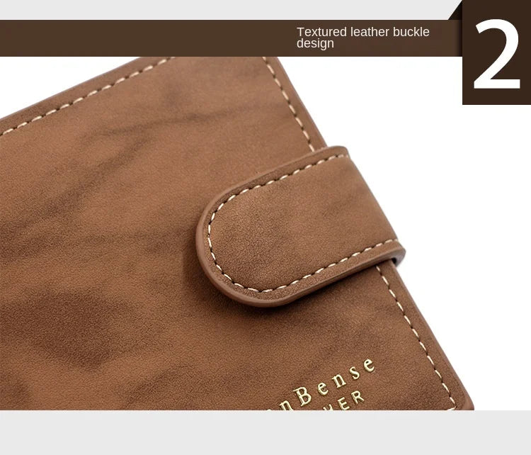Portefeuille Homme Cuir PU avec Fermoir - Porte-Cartes Business Compact