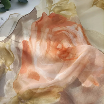 Foulard Écharpe Georgette Dégradé Rose Femme - Bandana Châle Été Protection Solaire Plage