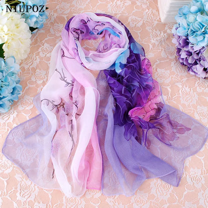 Foulard Écharpe Georgette Dégradé Pivoine Femme - Bandana Châle Été Protection Solaire Plage