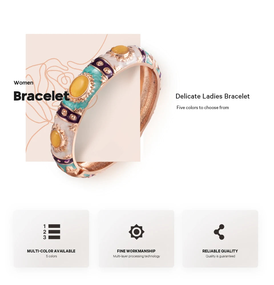 Bracelet Jonc Émail Cloisonné - Design Bohème Hawaï Inde Afrique