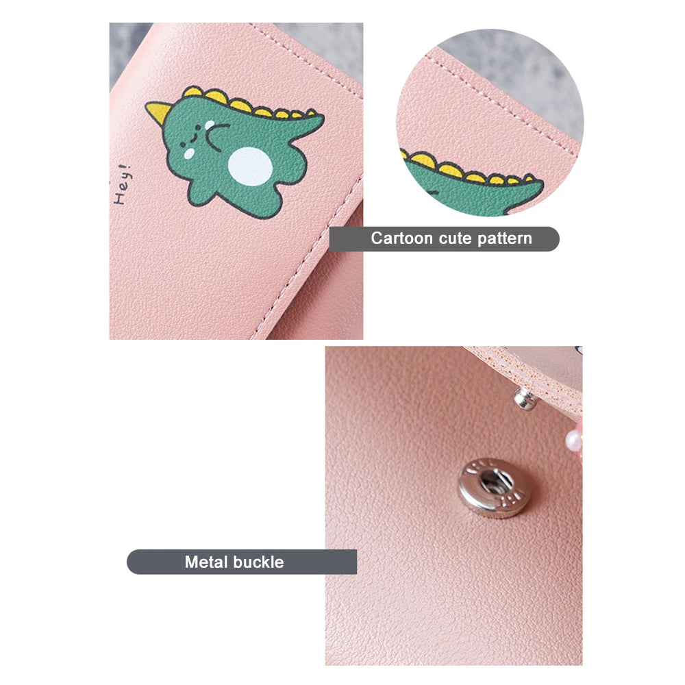 Portefeuille Femme Cartoon Cuir PU - Porte-Cartes Tri-Fold Multi-Emplacements