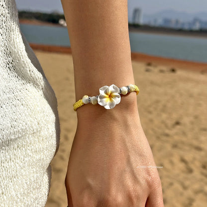 Ensemble Bijoux Fleurs Tressées Bohème Grande Fleur – Collier Boucles Rose Rouge Bleu Plage Femme
