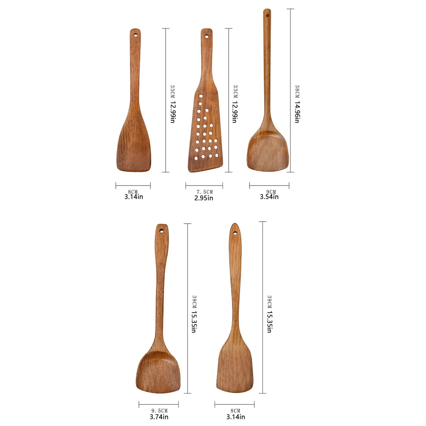 Ustensiles de Cuisine en Bois Naturel - Cuillères et Spatules Écologiques