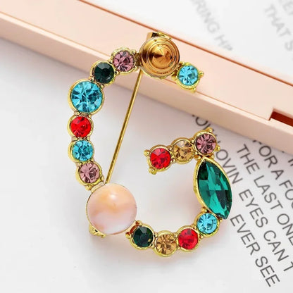 Broche Lettre Anglaise Strass Cristaux Colorés – Pin's Revers Alphabet Tendance Femme