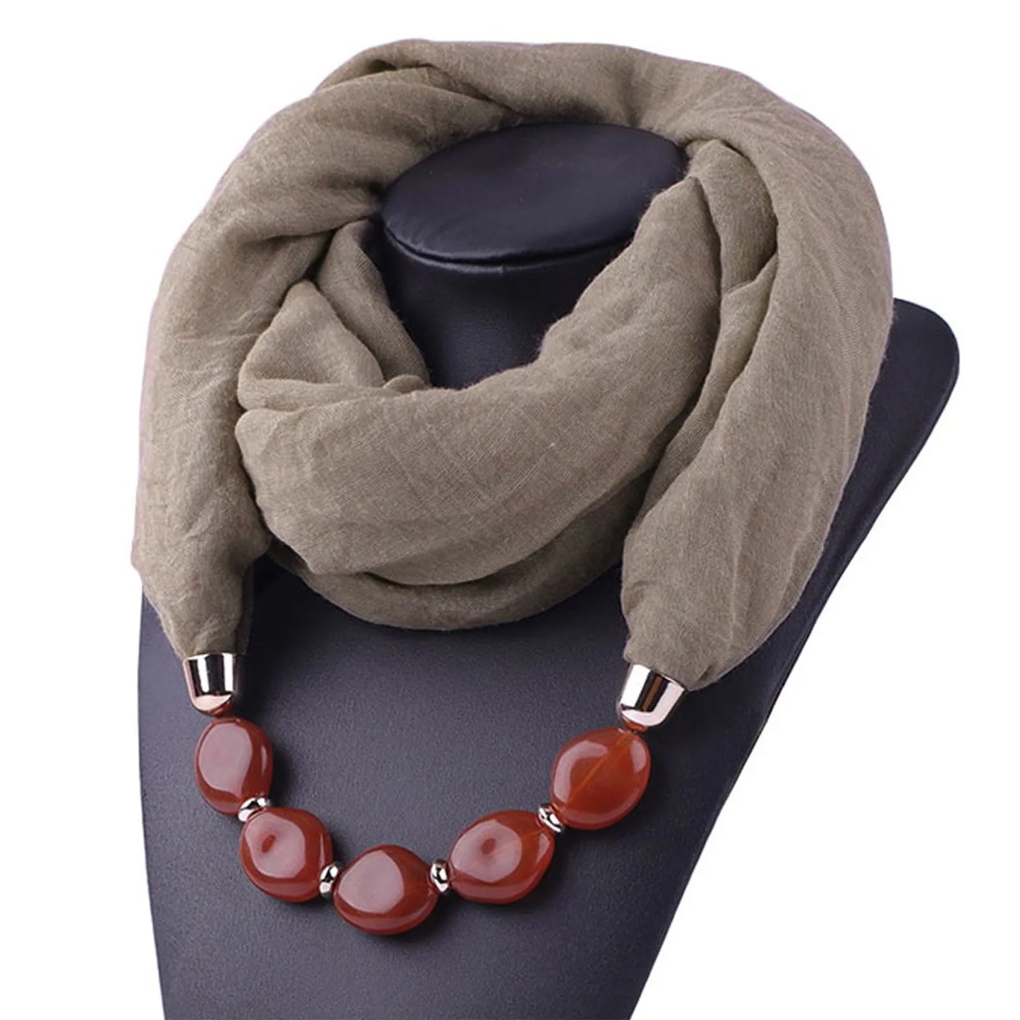 Foulard Collier Ethnique Coton Lin - Accessoire Mode Pendentif Doux