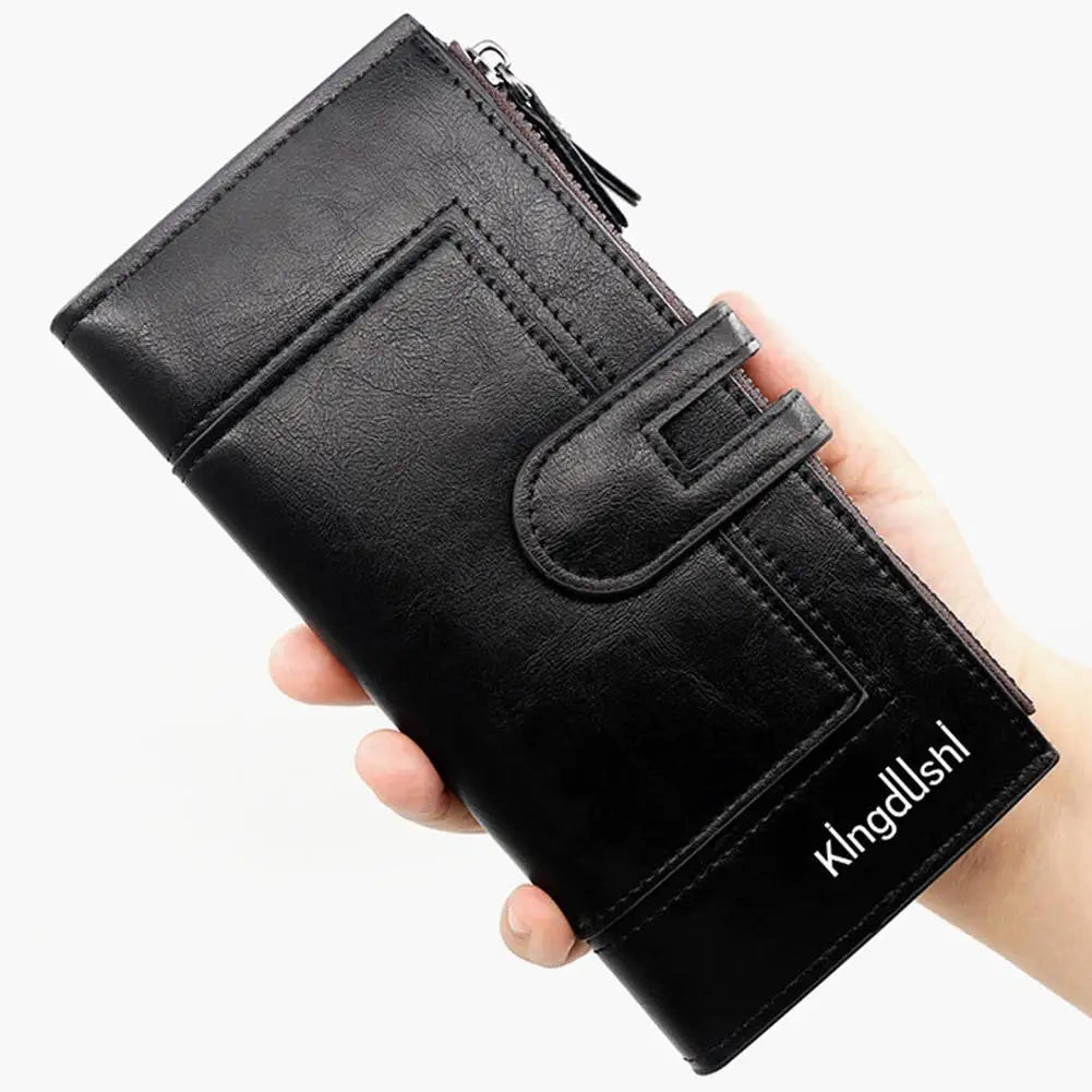 Portefeuille Femme Long Cuir Vintage RFID - Porte-Chéquier Carnet Chèques Protection Anti-RFID Élégant