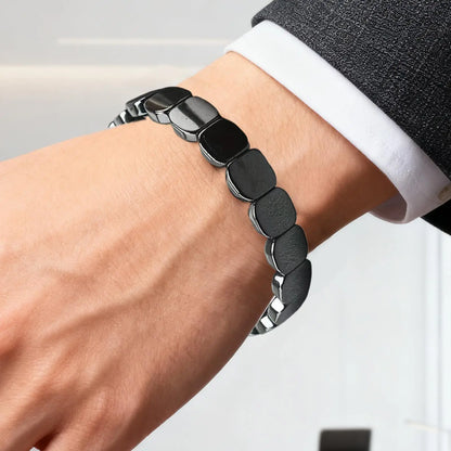 Bracelet Hématite Naturelle Magnétique Thérapeutique – Pierre Énergie & Guérison Unisexe