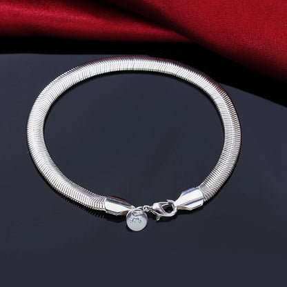 Bracelet Argent Sterling 925 Chaîne Carrée Solide - Bijou Femme Homme Unisexe Cadeau Mariage Soirée