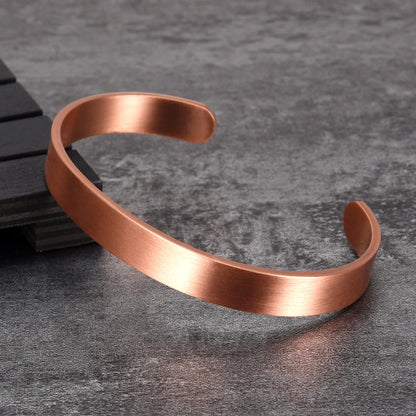 Bracelet Manchette Cuivre Pur Mat – Ouvert Ajustable 9,5mm, Unisexe