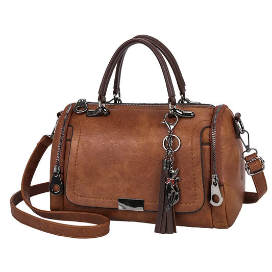Sac Bandoulière Femme Grande Capacité Pompon - Crossbody Boston Tendance 2026