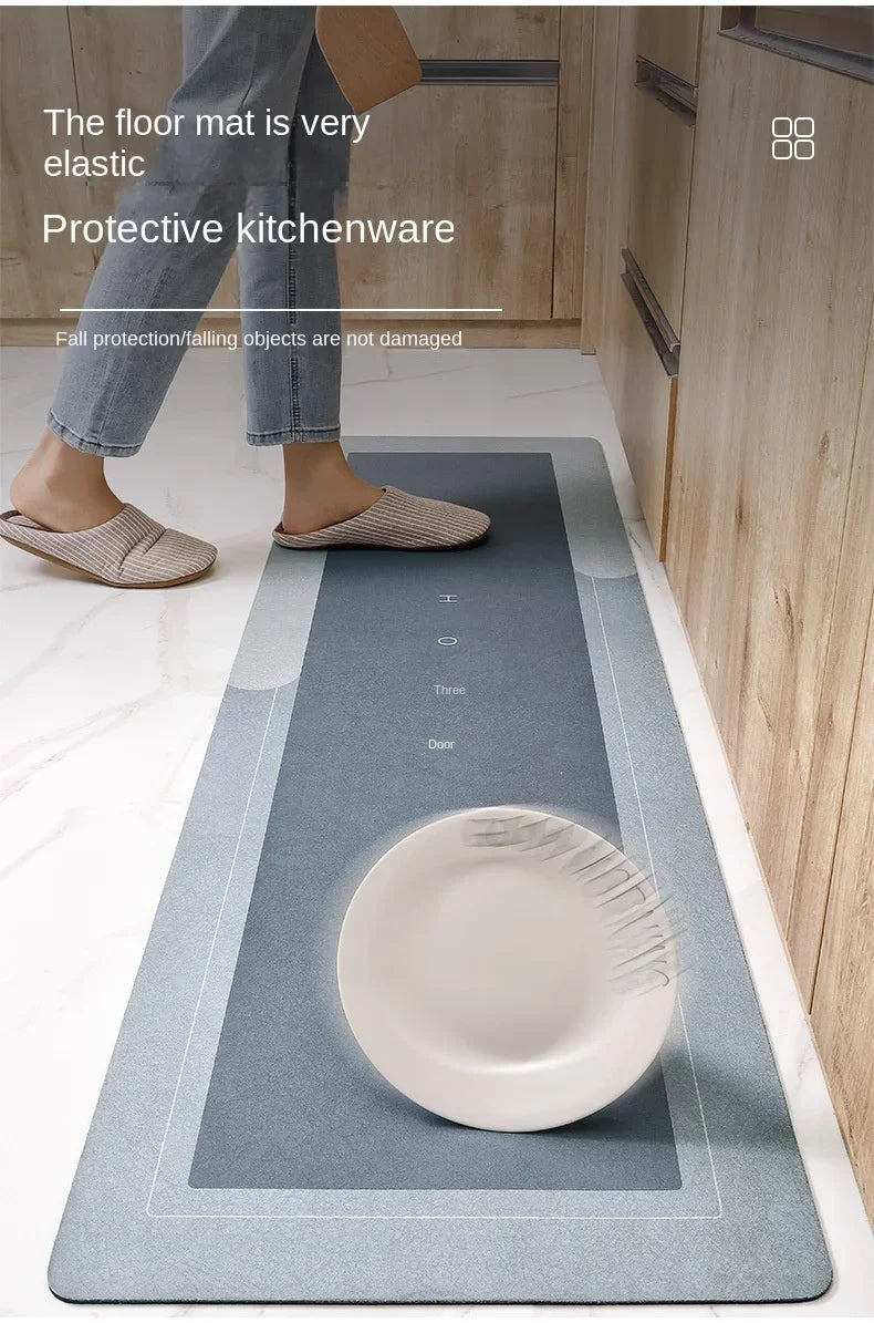 Tapis de Cuisine Absorbant Antidérapant Imperméable - Carpette Longue Lavable sans Entretien