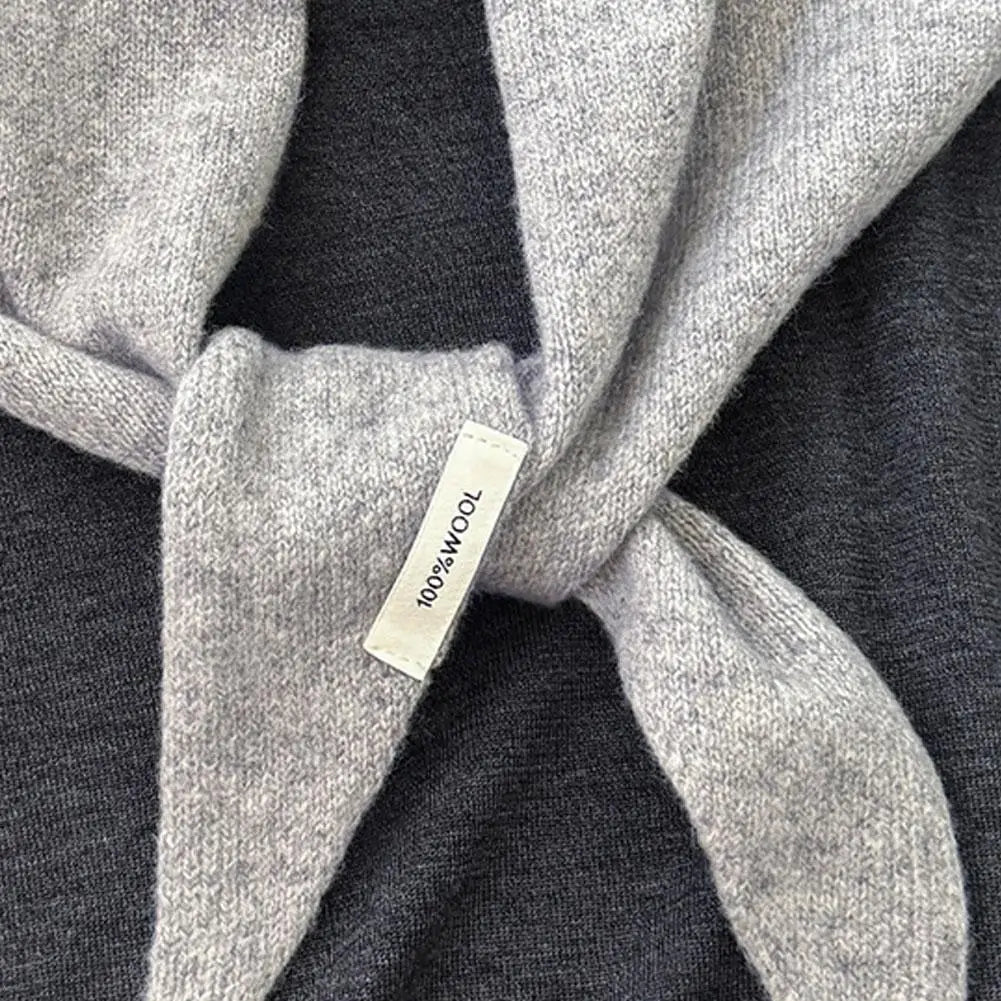 Foulard Triangle Laine 100% Niche Britannique Coréen - Écharpe Tricotée Multifonction Femme