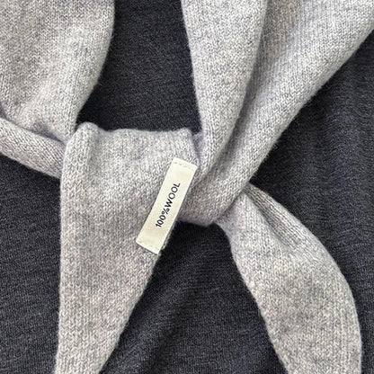 Foulard Triangle Laine 100% Niche Britannique Coréen - Écharpe Tricotée Multifonction Femme