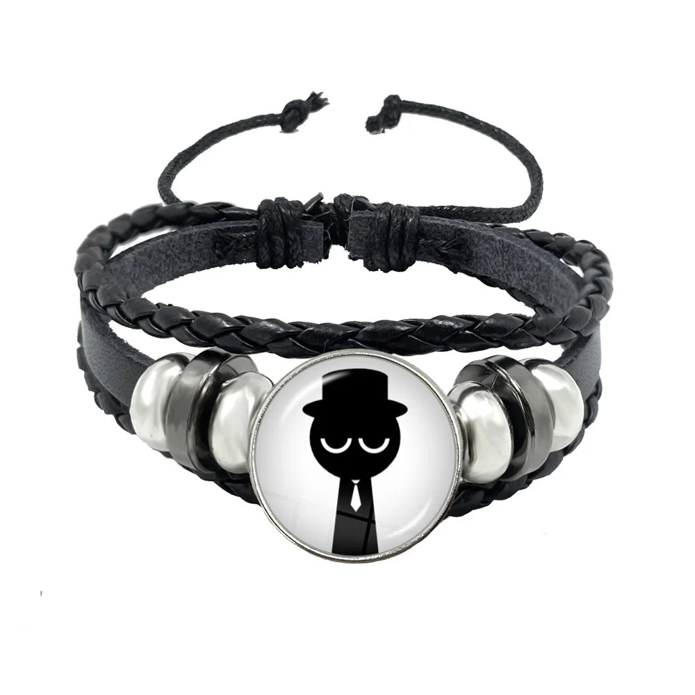 Bracelet Sprunki Incredibox Personnage Anime – Cuir Multicouche Tressé Fait Main