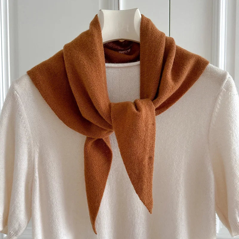 Foulard Triangle Laine 100% Femme - Écharpe Tricotée Style Britannique Multifonction Hiver